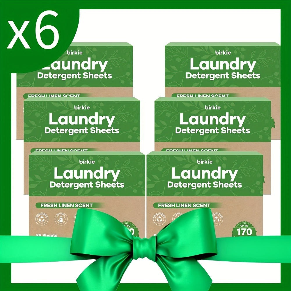 Laundry Detergent Sheets 85 Sheets 170 Loads ¨C Liquid-Free Eco Laundry Strips, No Plastic Jug, Fresh Linen Scent, HE & Standard Washer Compatible