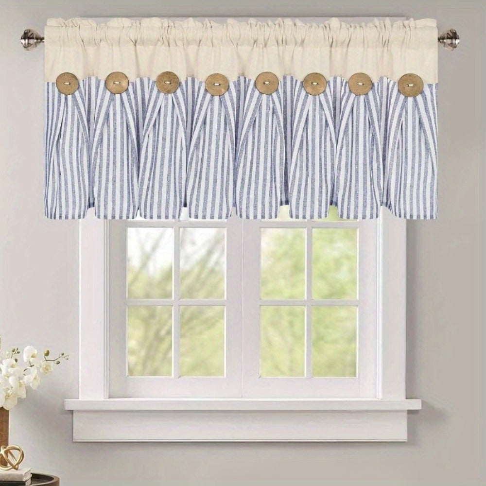 Bohemian Striped Patchwork Curtains, Semi-Sheer Rod Pocket Window Curtains for Bedroom Living Room Kitchen Cafe, Country Cottage Style, 1 or 2 Panels, Multiple Colors & Sizes