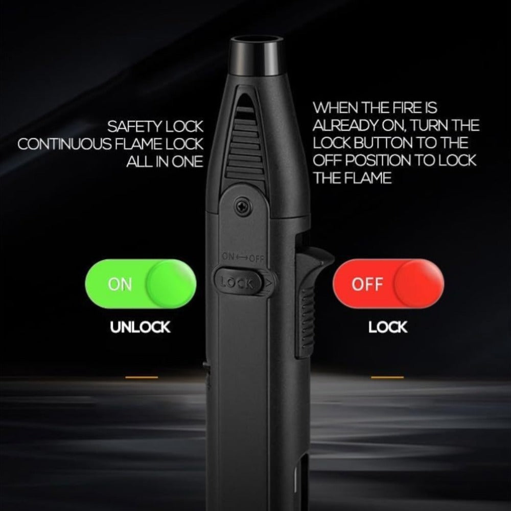 Windproof Torch Lighter 5 Pack Outdoor Butane Gas Lighter Set 1300 1800 Degree Blue Flame Safety Lock Gift Box Camping BBQ Candle Fireplace Butane Not Included