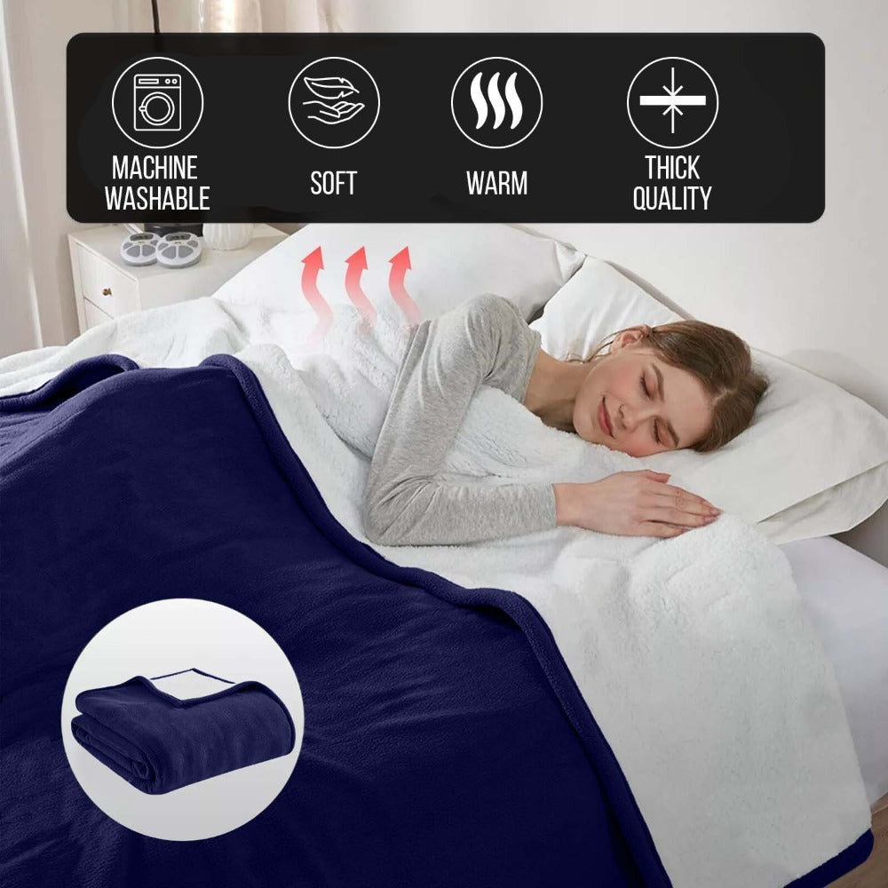 480GSM Sherpa Fleece Blanket ¨C Double-Sided Heavy Warm Throw for Couch, Bed & Travel, Reversible All Season, 13 Colors, 3 Sizes