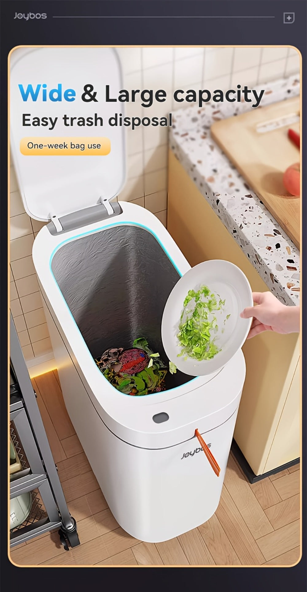 Automatic Sensor Trash Can Self-Emptying 3.8 Gallon with Drawstring Bags - Hands Free Infrared Smart Waste Bin for Bathroom Kitchen Bedroom Office Dorm Room