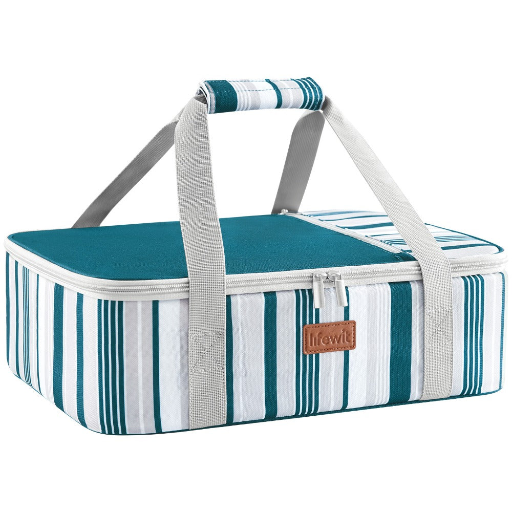 Insulated Casserole Carrier for Hot or Cold Food - Casserole Dish Carrying Case with Leak Proof Aluminum Foil Lining Fits 9x13 Baking Dish, Portable Food Warmer Bag for Potluck Picnic Cookout and Party, Single or Double Decker in 5 Colors