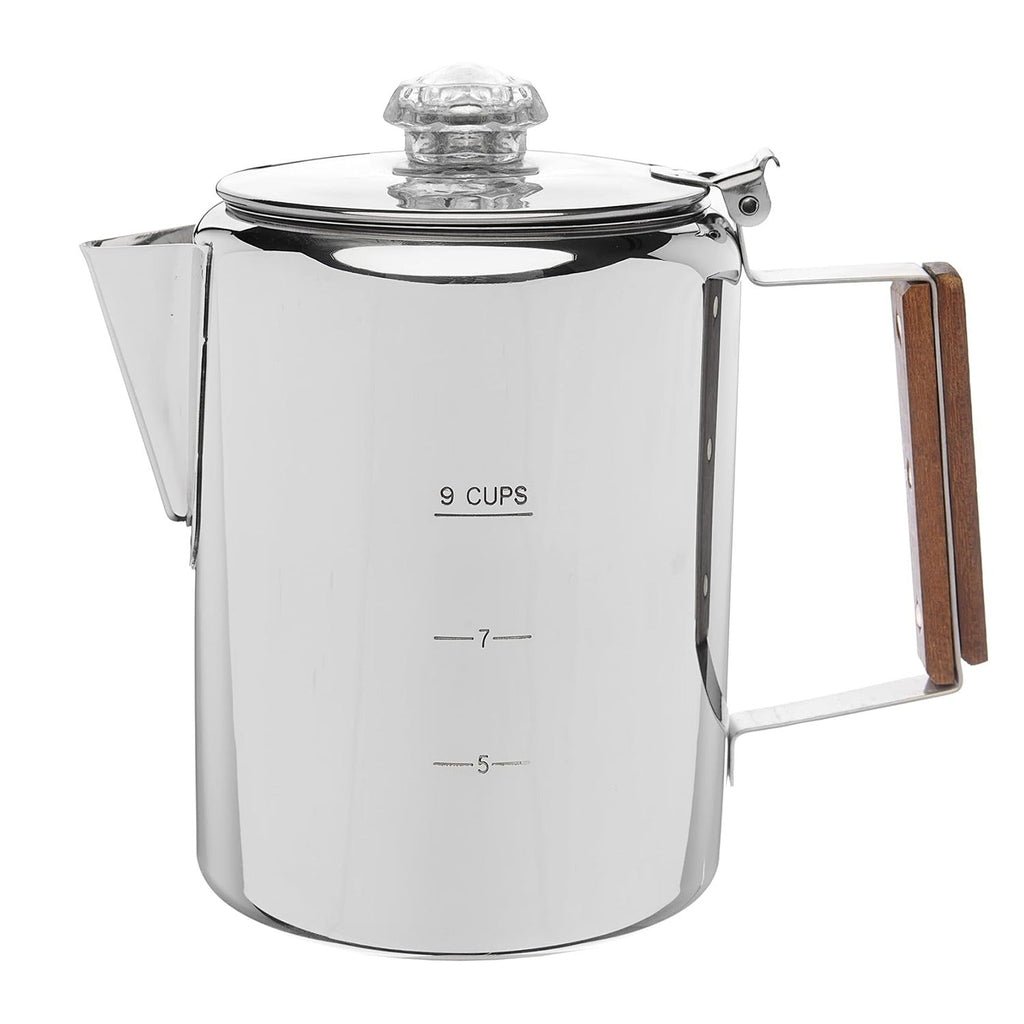 304 Stainless Steel Stovetop Moka Pot Coffee Maker 9 Cup - No Electricity Needed, Works on Gas Stove, Campfire & Grill