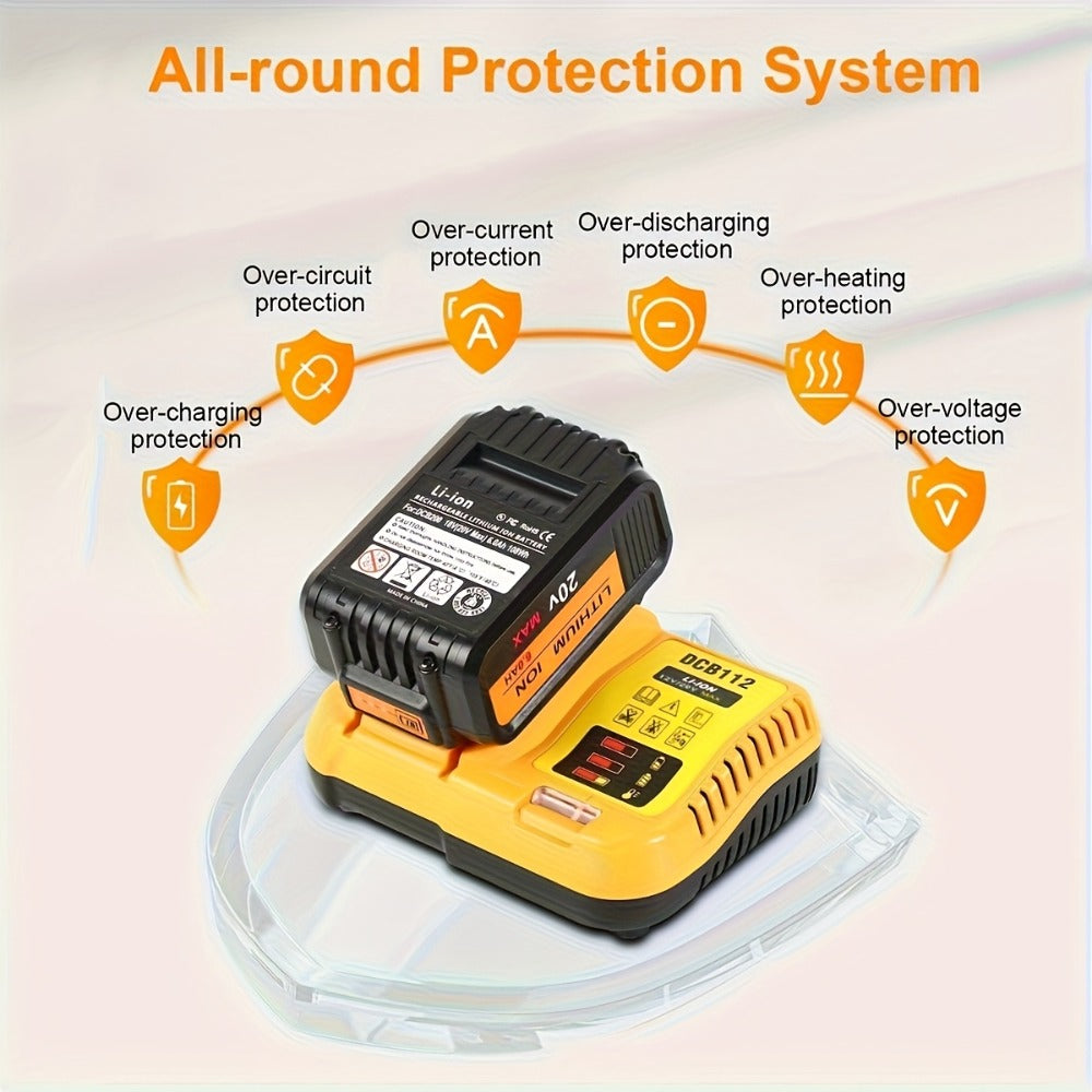 Fast Battery Charger for DeWalt 12V 20V 60V MAX Compatible with DCB120 DCB126 DCB200 DCB201 DCB208 DCB606 DCB609 DCB612 Rapid Charger for DeWalt Cordless Power Tool Batteries