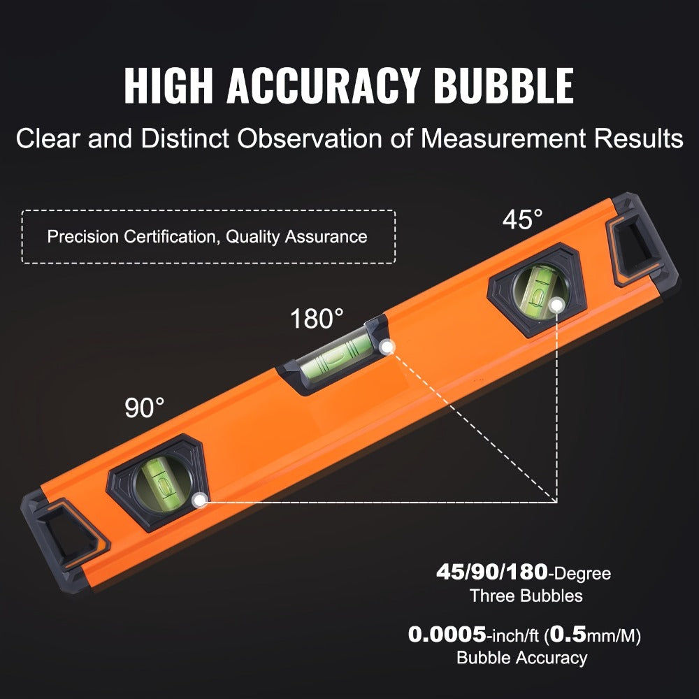 Torpedo Level Set 6-Piece Magnetic Aluminum Alloy | 10 16 24 32 48 78 Inch Spirit Level with 45 90 180 Degree Bubble Vials | Shock-Resistant Viewing Window Storage Bag Plumbing Woodworking Construction