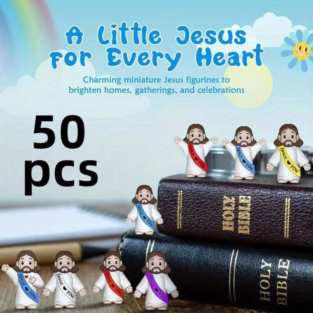 Mini Christian Statues Bulk 50pcs God Bless You Colorful Crosses Vintage Religious Figurines Church Prayer Easter Christmas Decoration Party Props Gift