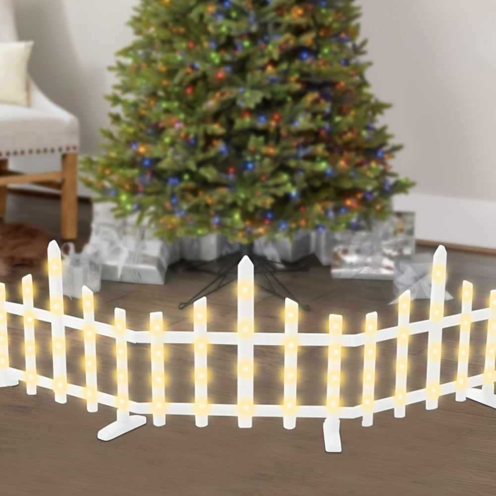 Solar Fence Lights Outdoor 8-Pack with Remote Control - Waterproof LED White Picket Fence Border Lights Solar Powered, Colorful & Warm Light Options for Garden Yard Tree Pet Barrier Christmas Decoration