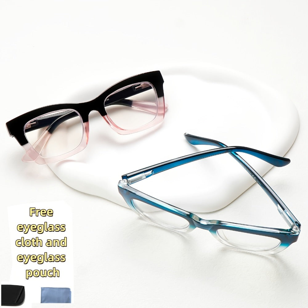 Blue Light Blocking Reading Glasses 3 Pack - Anti Blue Light Computer Readers for Women and Men, Square Spring Hinge Frames with Eyeglass Cloths and Bags, Multiple Magnifications