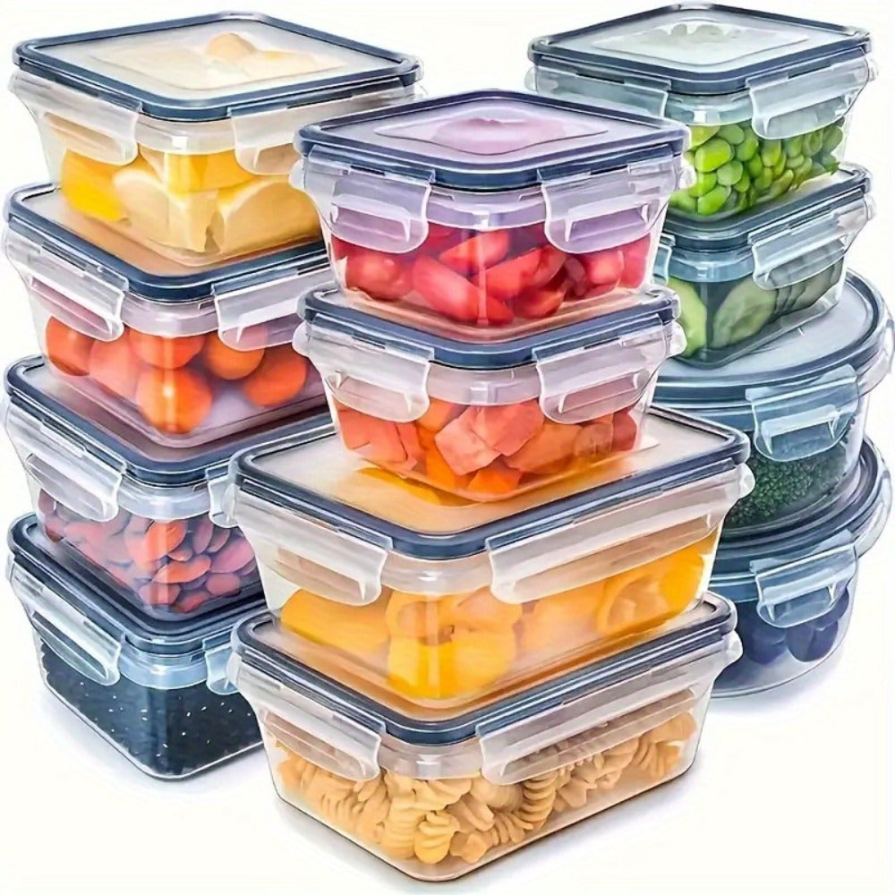 Food Storage Containers with Lids - Airtight Plastic Container Set for Kitchen Pantry Organization, Easy-Lock Leak-Proof Design, BPA-Free Meal Prep Containers with Labels and Markers, Available in 12, 24 or 48 Piece Sets for Pantry, Travel and Outdoor Use
