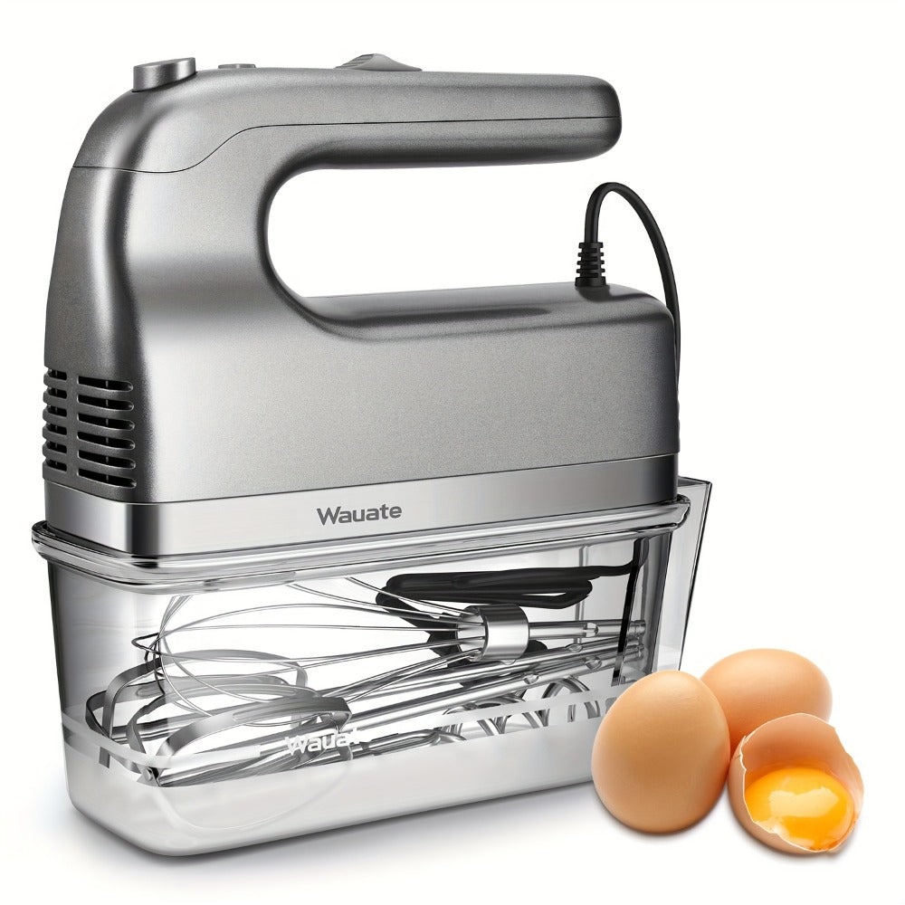 Electric Hand Mixer 6-Speed with Turbo ¨C 5 Stainless Steel Attachments, Snap-On Storage Case, Handheld Mixer for Whipping, Baking Cookies, Cakes, Dough & Brownie Batter