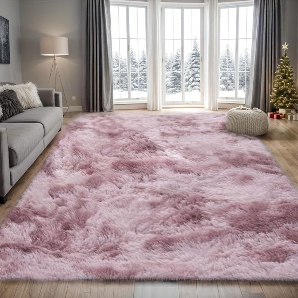 Fluffy Rug Plush Soft Indoor Carpet Non-Slip for Living Room Bedroom Hallway Runner Nursery Kids Play Area ¡ª Tie Dye & Solid Colors Multiple Sizes