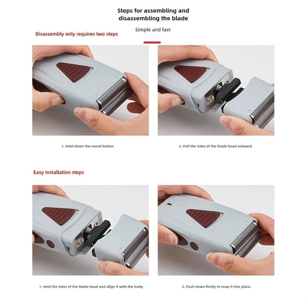 Electric Shaver for Men USB Rechargeable Portable Dual Head Razor Stainless Steel Blades 60 Min Runtime Beard Grooming Travel Shaver