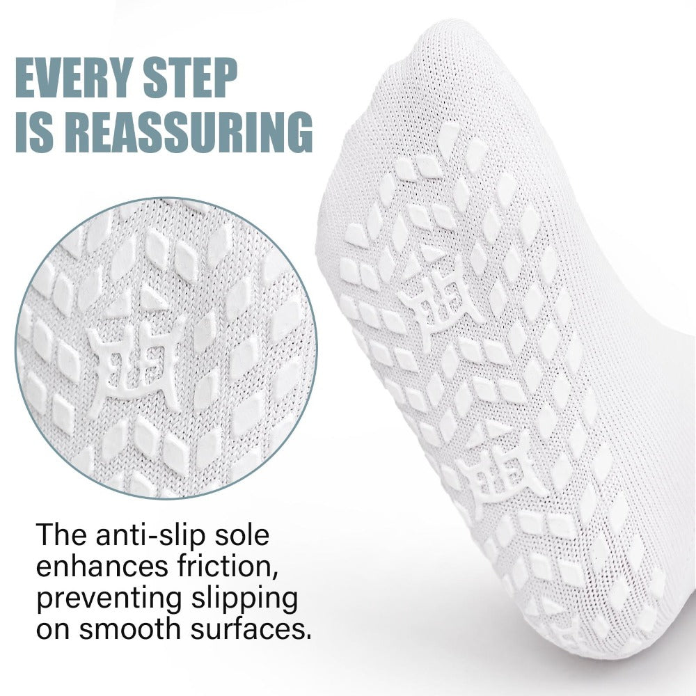 Anti-Slip Wide Socks for Swollen Feet 3 Pairs Grippy Sole Diabetic Non-Binding Breathable Edema Socks Reinforced Toe Heel Black White Grey Size 9-13 13-15
