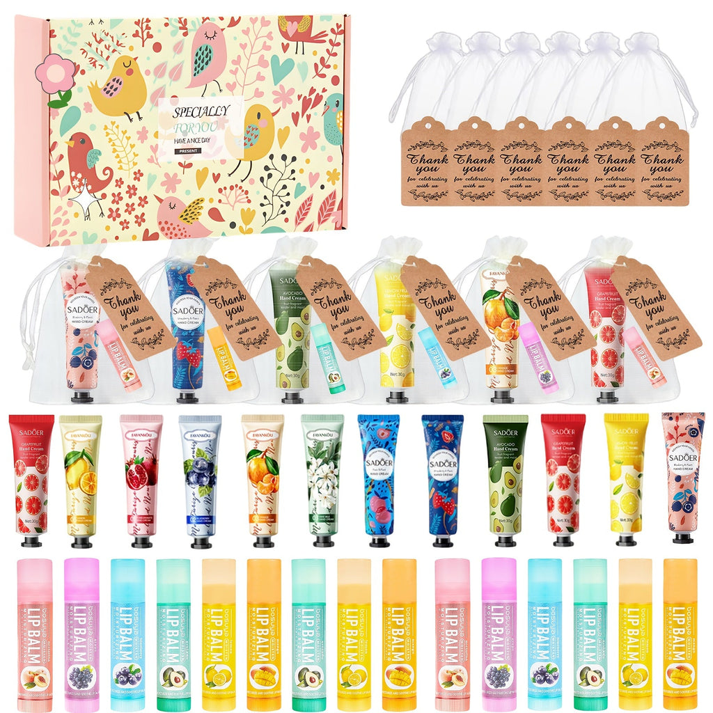 24pcs Bulk Lip Balm & Hand Cream Gift Set ¨C Party Favors, Wedding & Thank You Gifts for Guests
