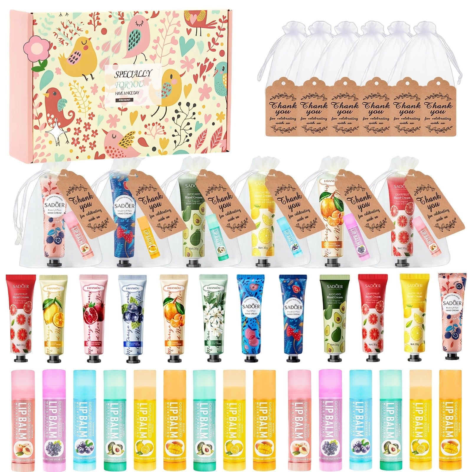 24pcs Bulk Lip Balm & Hand Cream Gift Set ¨C Party Favors, Wedding & Thank You Gifts for Guests