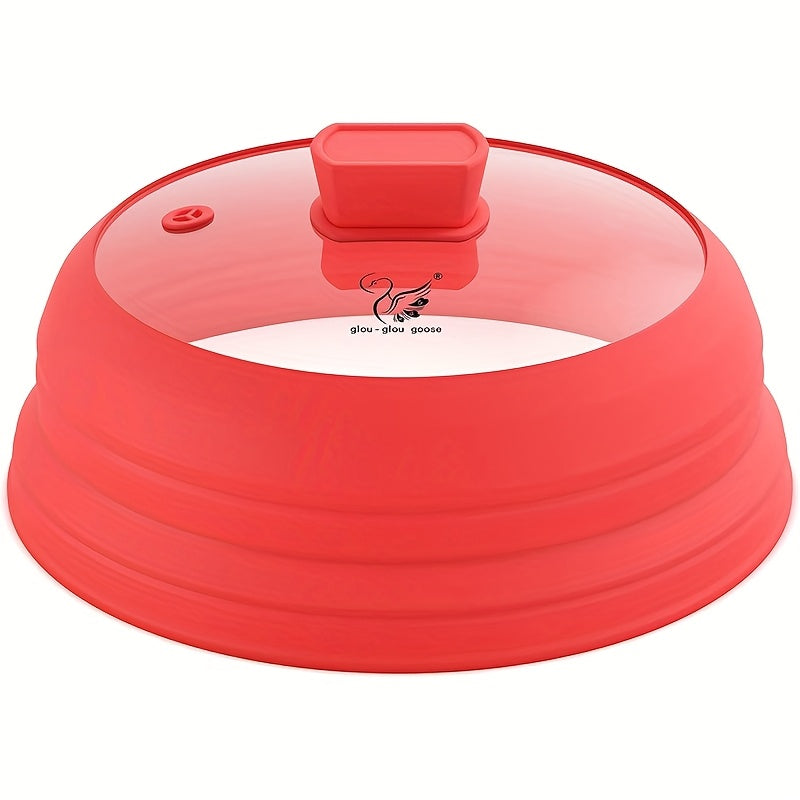 Collapsible Microwave Cover Splatter Guard with Silicone Handle - BPA Free Foldable Food Cover Lid for Microwave Oven 8.5 9.8 10.5 11.8 Inch in Black Red Grey Blue
