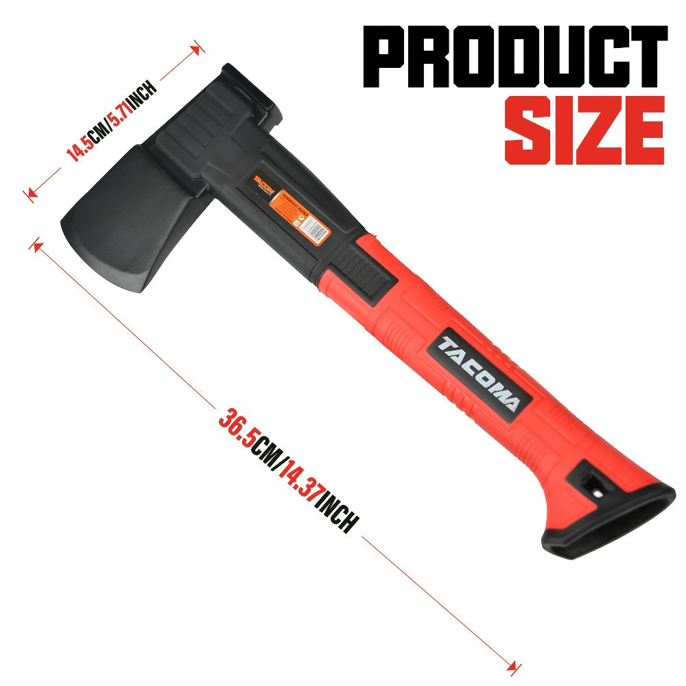 Camping Hatchet 15 Inch Splitting Axe 45 Carbon Steel with Nylon Rubber Non-Slip Handle ¨C Teflon Blade, Blade Cover & Optional Whetstone Set for Wood Chopping, Tree Cutting, Hiking Backpacking Outdoor