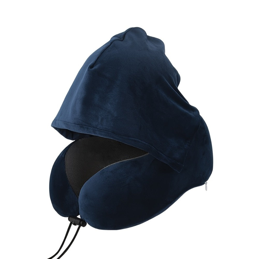 Travel Neck Pillow U-Shaped with Eye Mask Adjustable Portable Ergonomic Neck Support Soft Washable Cover for Airplane Car Home Office Napping Pink Blue Black Grey