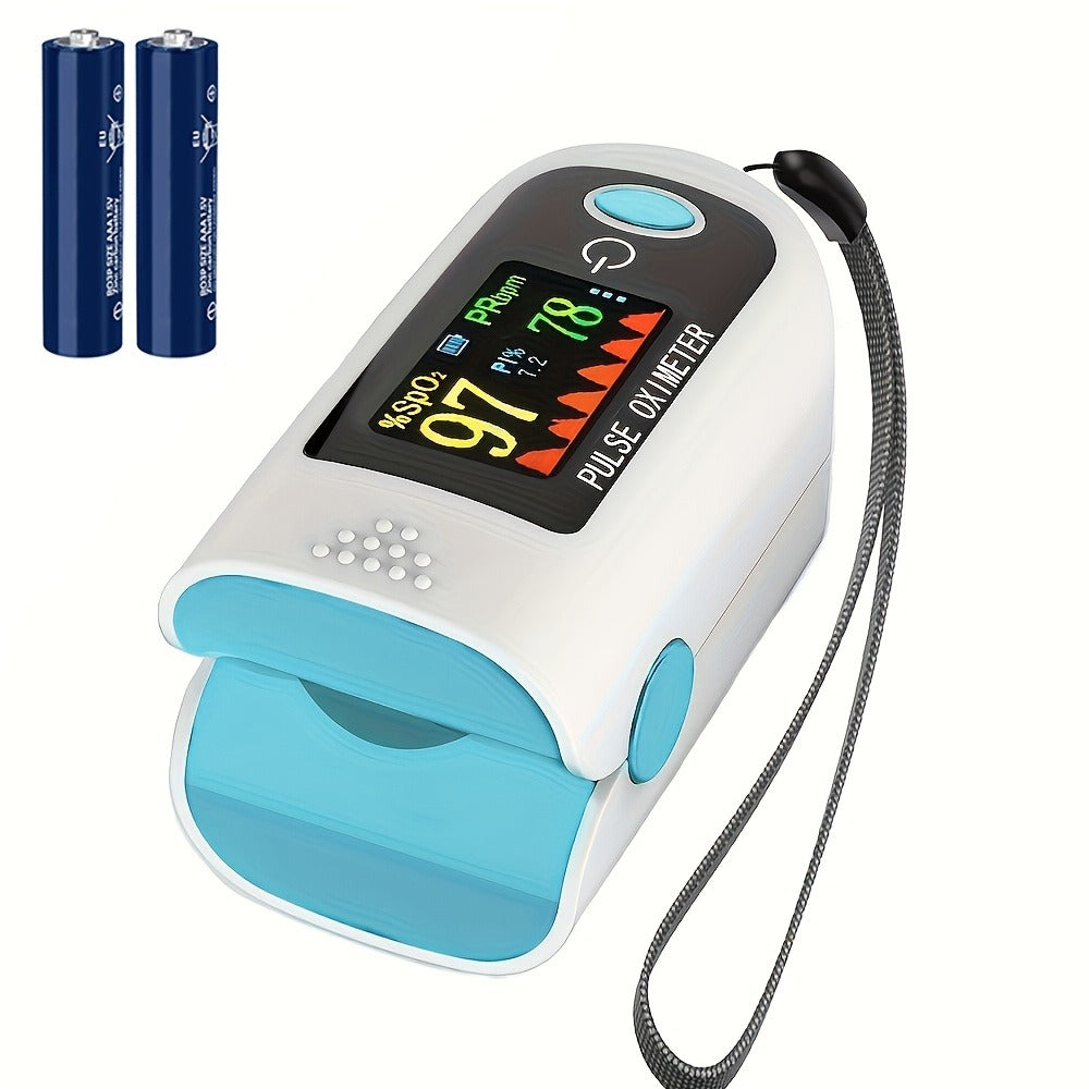 Fingertip Pulse Oximeter Blood Oxygen Monitor ¨C SpO2, Heart Rate & Perfusion Index Display, Digital Finger Clip O2 Meter for Home Use & Sports, Batteries Included