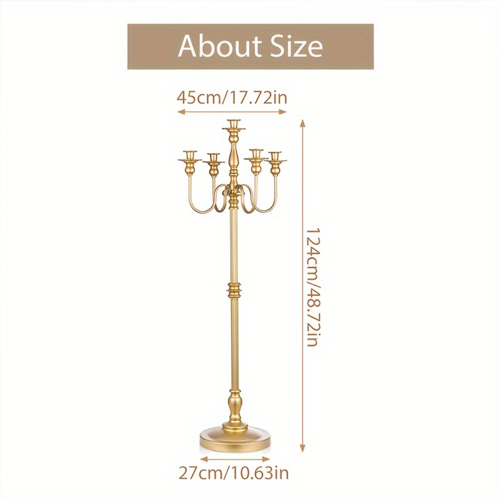 Floor Candle Holder 48.7-Inch Tall, Cone Candle & Floral Centerpiece Stand ¡ª Metal Bracket for Wedding, Party, Event, Living Room, Halloween & Christmas Decoration | Gold