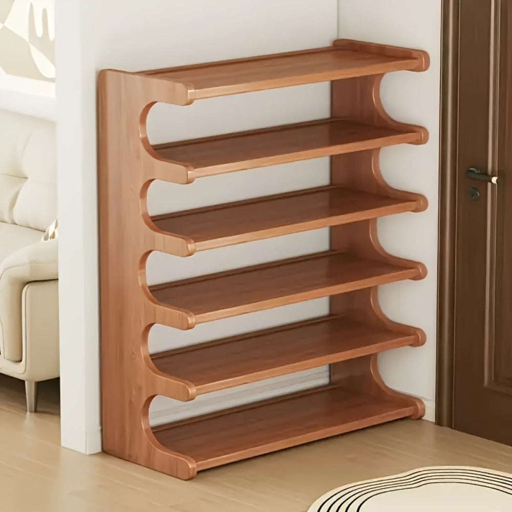 3/5/6-Tier Shoe Rack, Wood Grain Finish, Multi-Layer Freestanding Shoe Storage Organizer for Entryway, Hallway & Dorm Room, Easy Assembly, Space-Saving Design, Brown