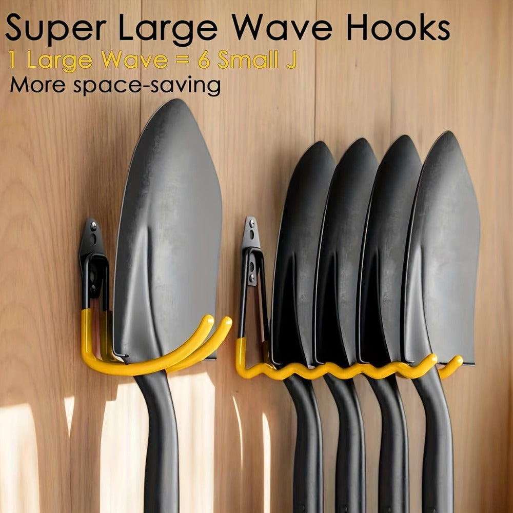 Heavy Duty Garage Wall Hooks Storage Rack - Iron Utility Hooks for Power Tools, Ladders, Bikes, Ropes - Wall Mount Organizer for Garage, Warehouse, Workshop & Garden (4/14/17pcs)
