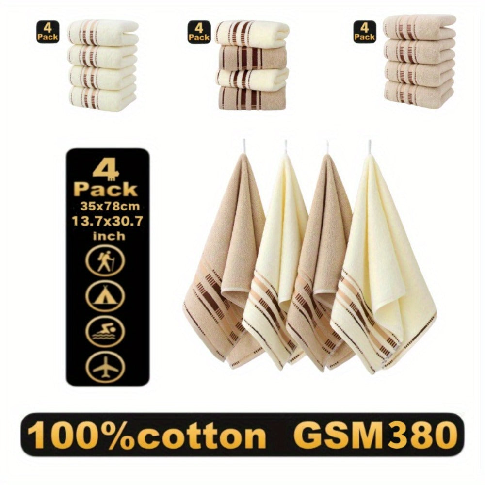 Cotton Face Towels 4-Pack Set, Super Absorbent Soft Pure Cotton Washcloths for Hotel Spa Salon Home Use, Skin-Friendly Cleansing & Dry Hair Towels