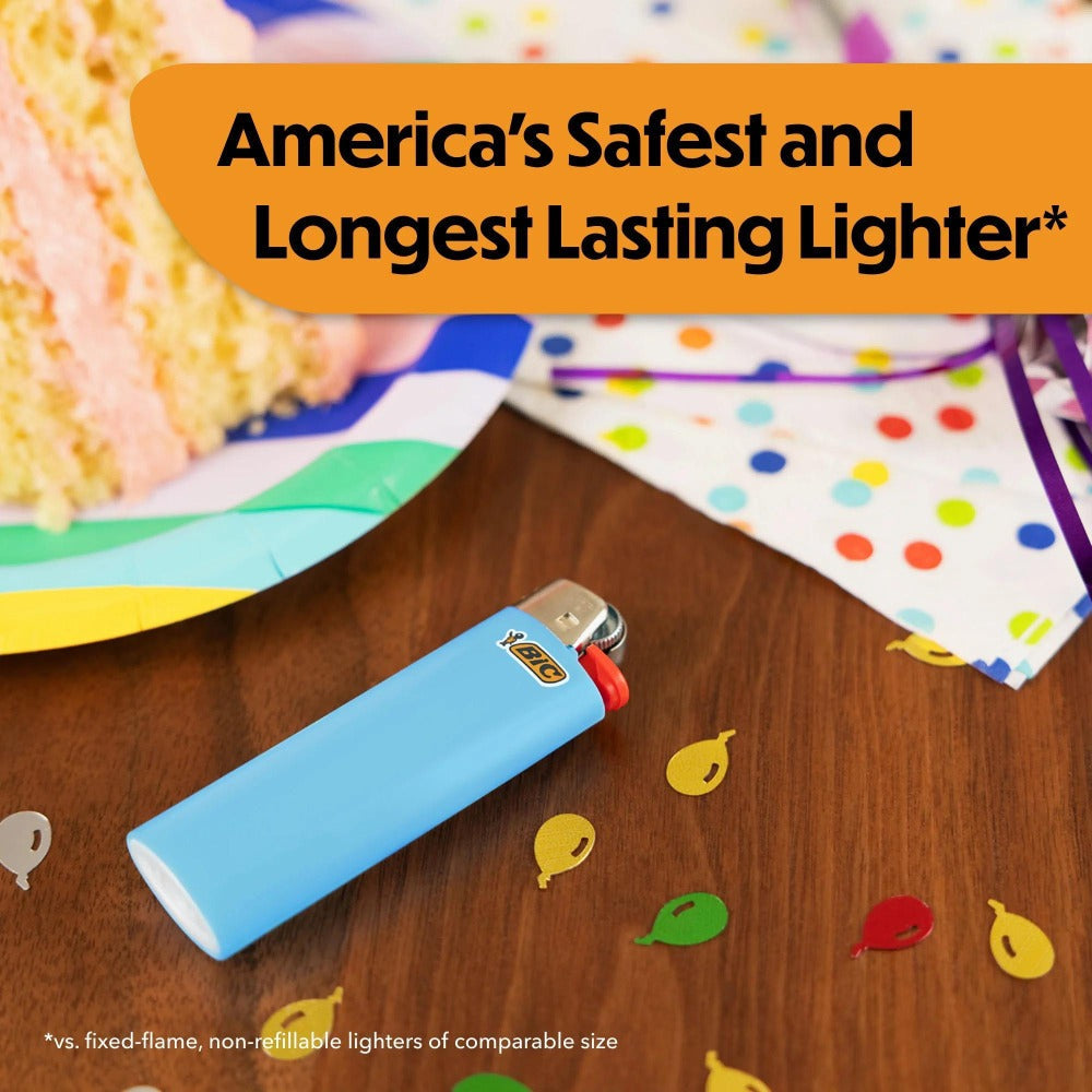 BIC Classic Maxi Pocket Lighters Assorted Colors 8-Count Tray - Reliable Everyday Lighter for Home, Candles, Camping & Outdoor Use