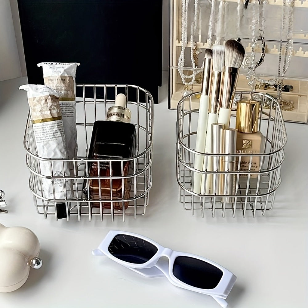 Storage Basket Open Weave Organizer ¨C Multi-Purpose Woven Bin for Bathroom Shelf Kitchen Desk Bedroom Home Organization Sturdy Sleek Design