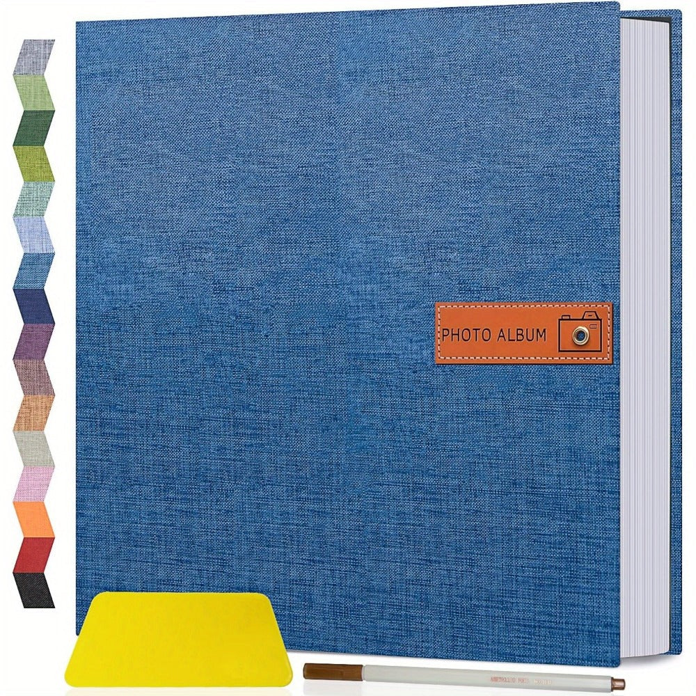Self Adhesive Photo Album Scrapbook ¨C Large Linen Cover Memory Book for 4x6 5x7 8x10 Photos, DIY Picture Book with Metal Pen, Gift for Mom, Baby, Wedding, Valentine's Day & Mother's Day, 40 & 60 Pages