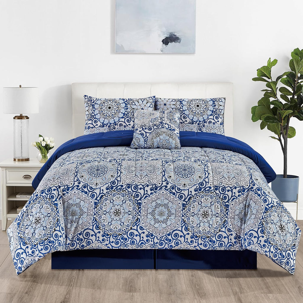 5-Piece Comforter Set ¨C Down Alternative Reversible Quilted Bedding with Bed Skirt & Pillow Shams, Twin Queen King, All Seasons ¨C 13 Colors