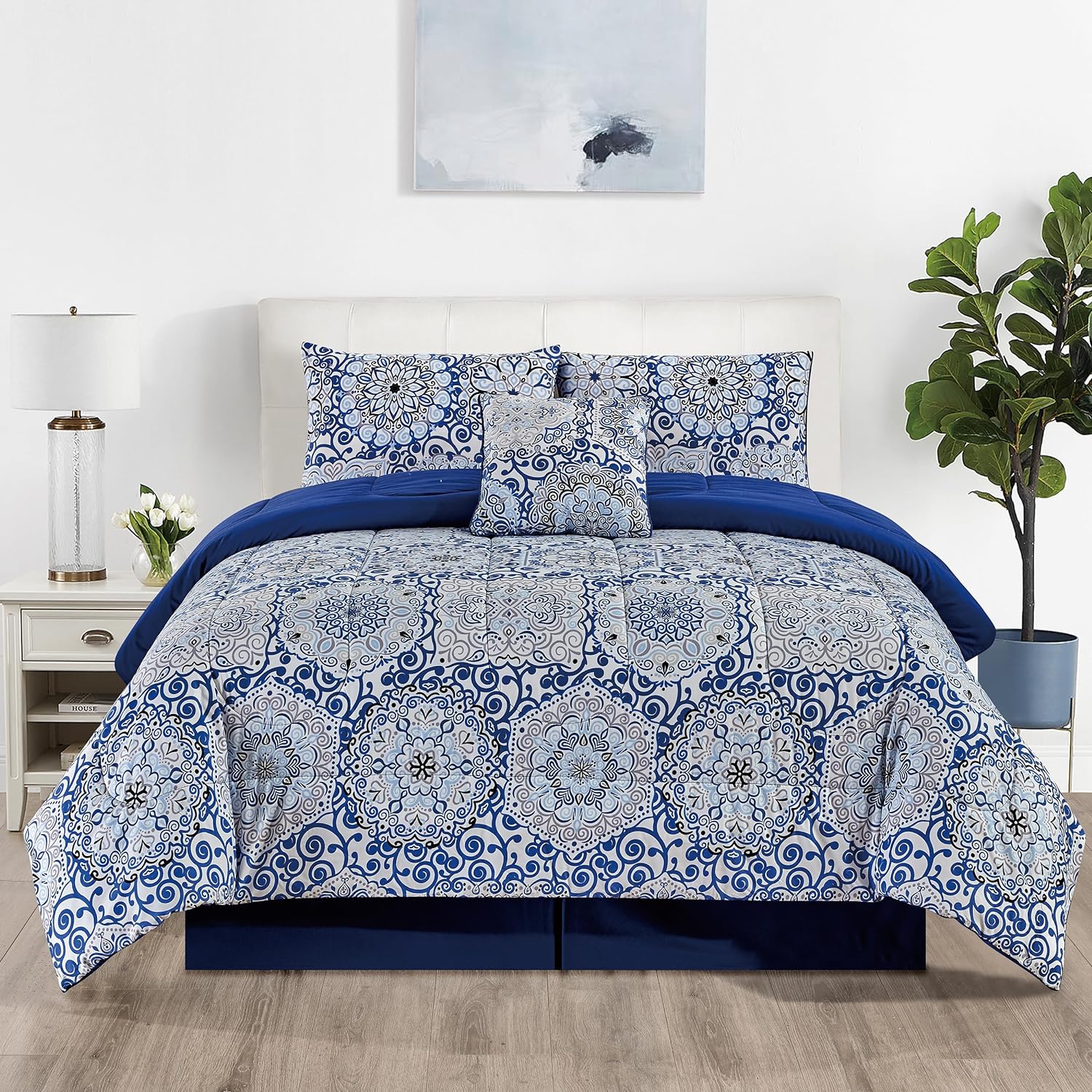5-Piece Comforter Set ¨C Down Alternative Reversible Quilted Bedding with Bed Skirt & Pillow Shams, Twin Queen King, All Seasons ¨C 13 Colors