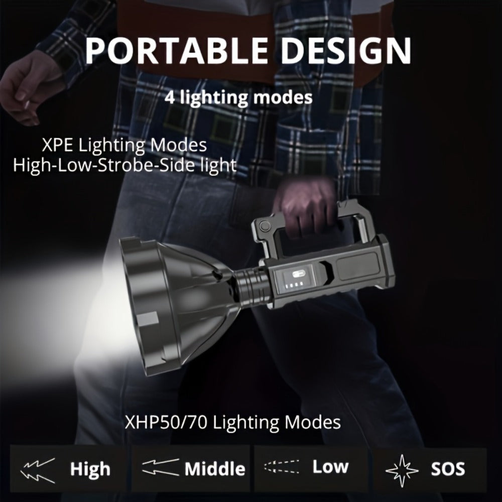 XHP90 High Power LED Flashlight USB Rechargeable Powerful Spotlight Searchlight ¨C 4 Modes, Camping Lantern Torch with Bracket for Fishing Camping Hiking Hunting Outdoor Adventure Patrol