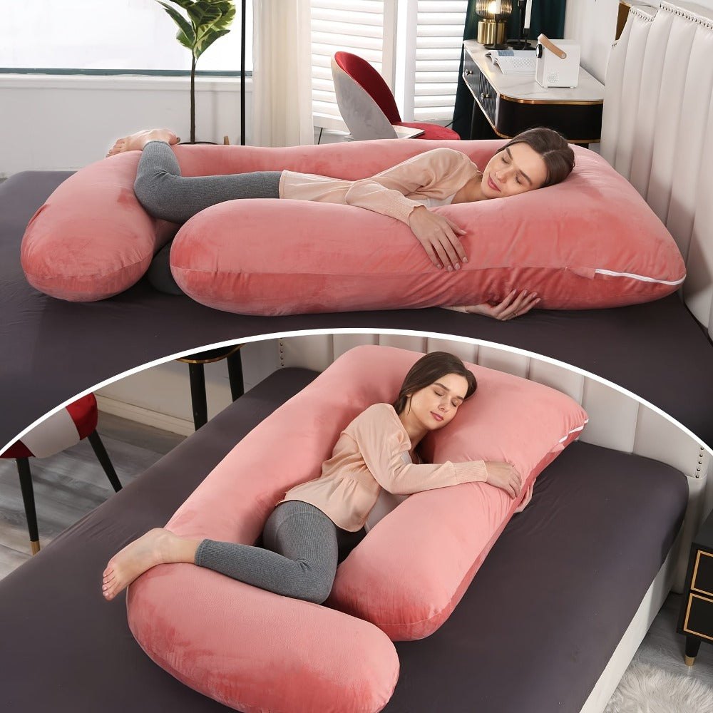 Maternity Pillow Full Body Pillow J-Shaped Pregnancy Pillow with Removable Cover Back Leg Tummy Support Multiple Styles & Sizes