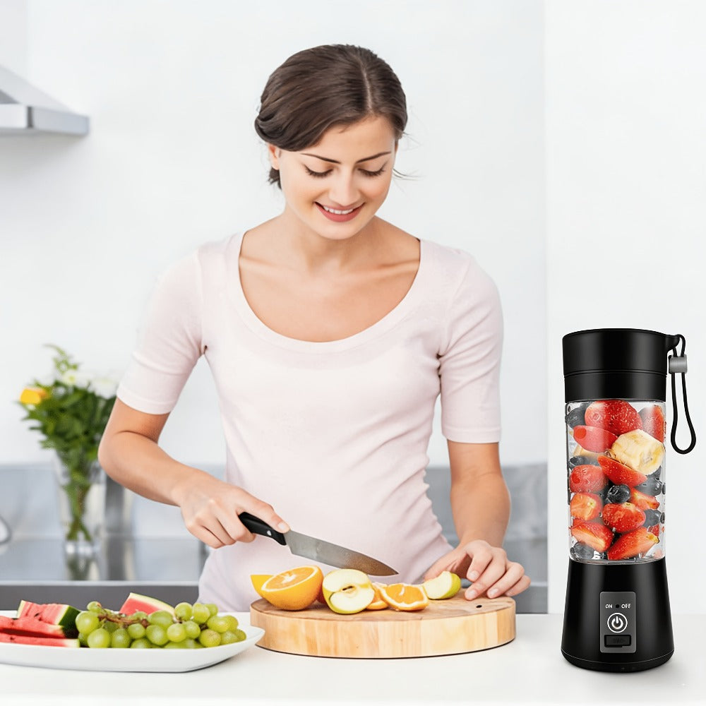 Mini Blender USB Rechargeable 380ml - 6-Blade 22000RPM High-Speed Portable Blender Cup, 304 Stainless Steel, Self-Cleaning, for Smoothies, Shakes & Protein Drinks, Home, Office & Travel, Pink Green Black