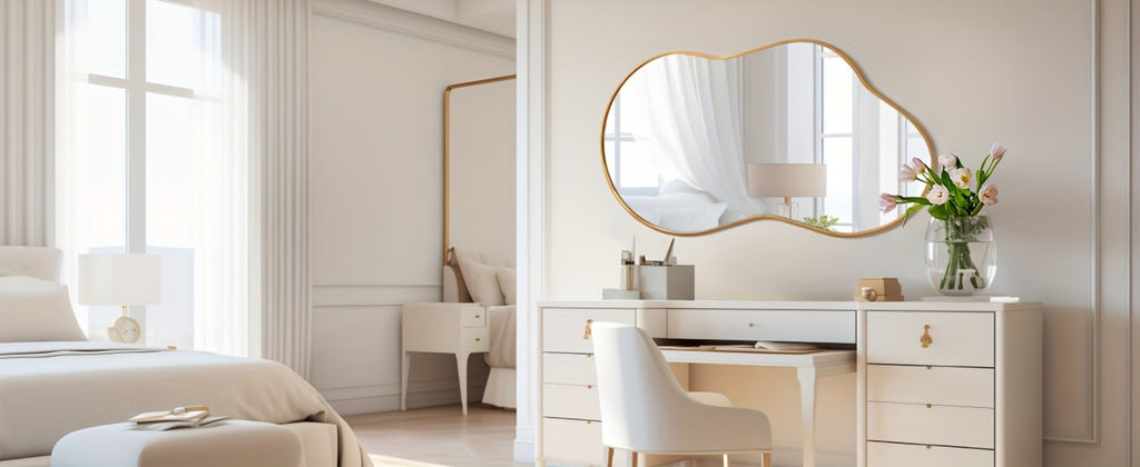 Boho Irregular Wall Mirror - Gold Aluminum Alloy Frame Asymmetrical Decorative Mirror for Bathroom Bedroom Living Room Entryway Cloakroom Wall Decor
