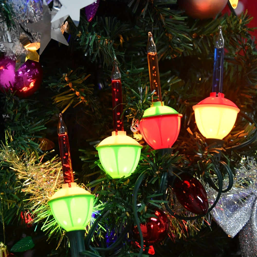 Christmas Bubble Lights 9 Pack Retro Multi Color | 8.8 Inch 5W E12 Base with 10 Bubble Bulbs 1 Spare | Vintage Holiday Christmas Tree Decoration Lights Green
