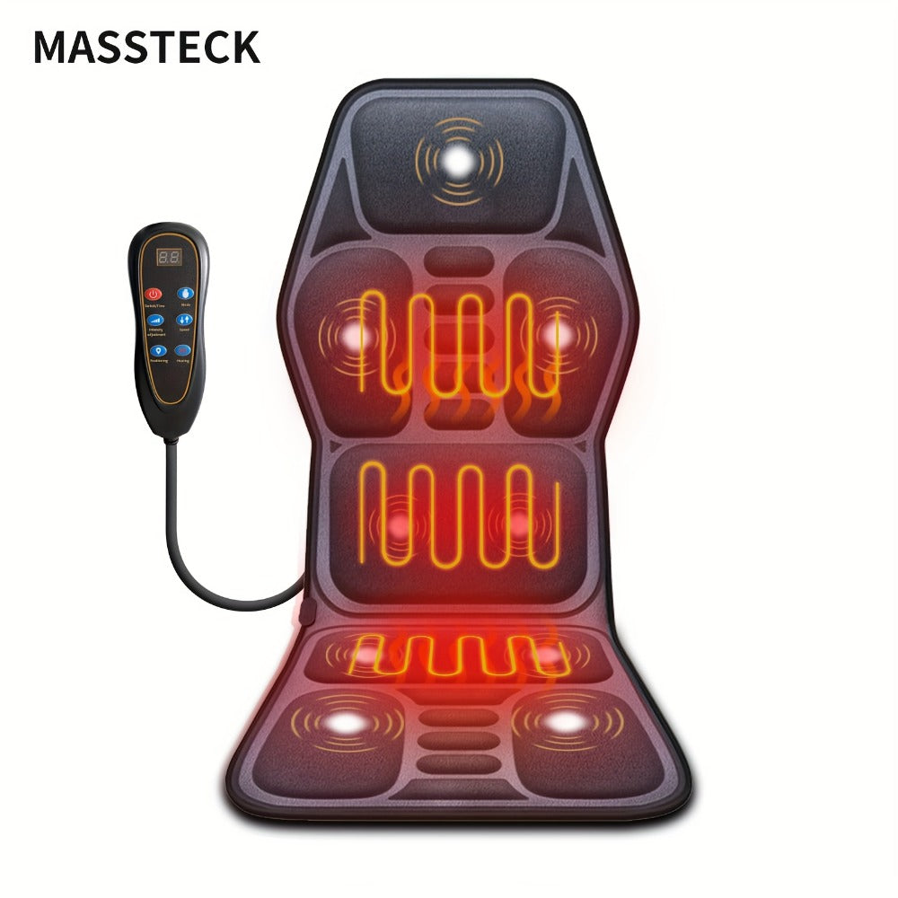 Massage Seat Cushion with Heat 9 Vibration Motors Triple Heating Pad Lumbar Traction Full Body Massager for Back Waist Hip Leg for Couch Chair Gift for Mom Dad Women Men