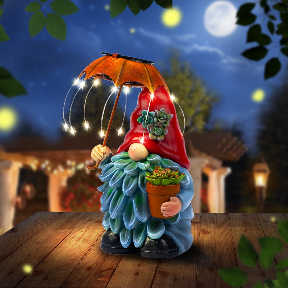 Solar Light Elf Resin Statue ¨C Outdoor Garden Figurine That Automatically Lights Up at Night, Holiday Collectible Decor for Christmas, Easter, Halloween, Thanksgiving & Hanukkah, Patio Porch Desk Decor Gift