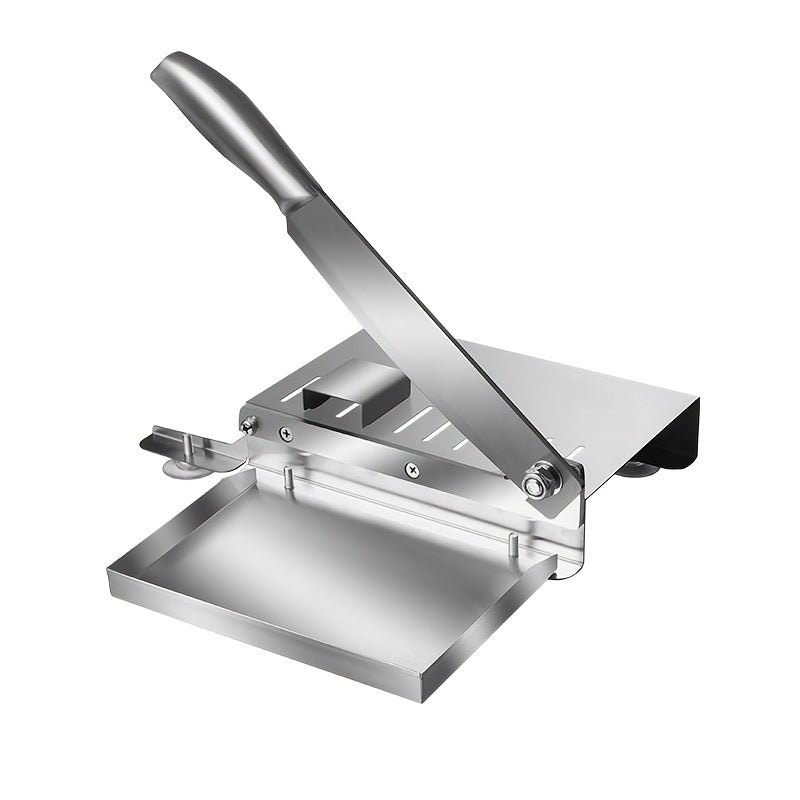 Stainless Steel Manual Meat Slicer Frozen Beef Cutter ¨C 408 Steel Blade Rectangle Slicer for Beef Rolls Vegetables & Bone | Easy to Clean Household Meat Cutting Tool Kitchen Gadget