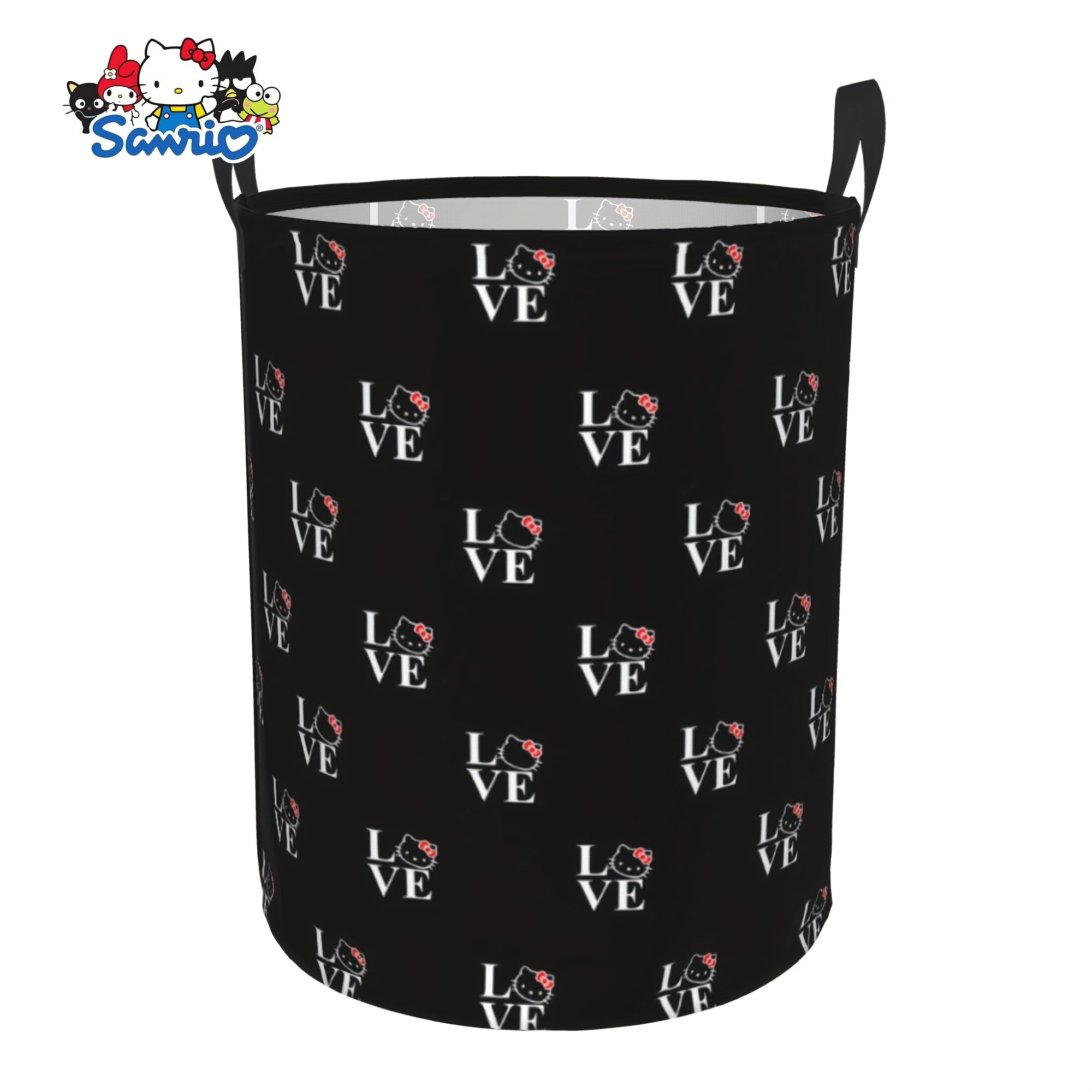 Hello Kitty Collapsible Laundry Basket with Handle - Sanrio Oxford Cloth Foldable Hamper, Portable Storage Bin for Bedroom Bathroom Dorm, Cute Kawaii Laundry Hamper for Girls