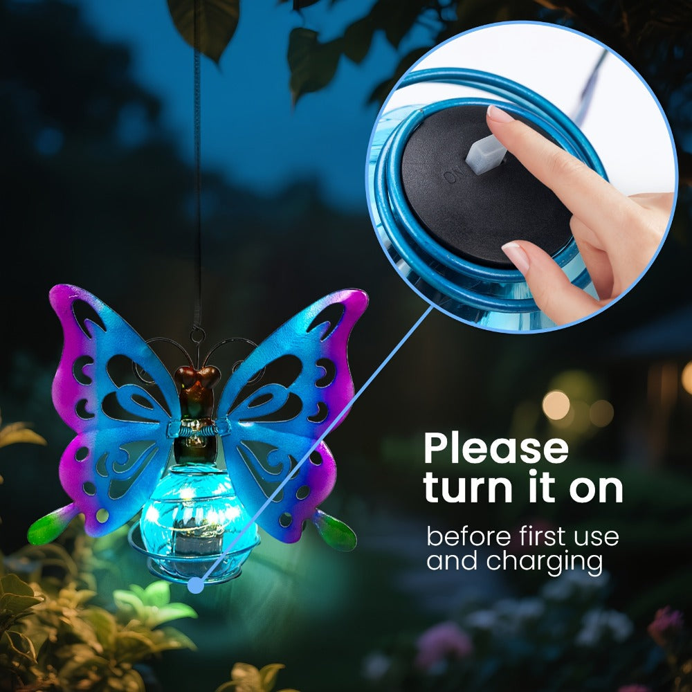 Solar Hanging Ornament Lights Ladybug & Butterfly ¨C Waterproof Indoor Outdoor Decorative Garden Light with Spring Clips for Patio, Balcony, Porch & Trail, 5.5x2.5in