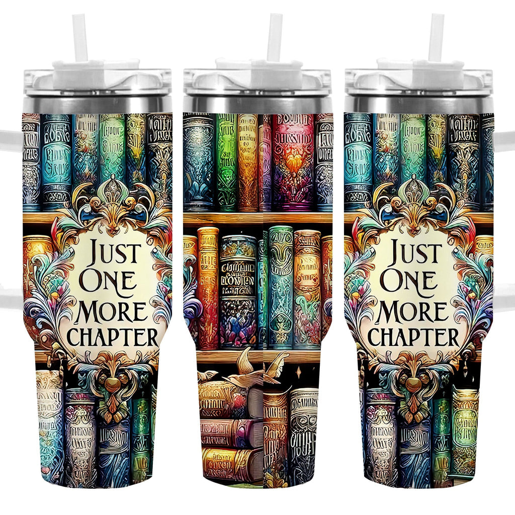 40oz Insulated Tumbler with Lid - Vibrant Bookshelf Art Double Wall Vacuum Travel Mug, Spill Proof Coffee Cup, Gift for Dad Mom, Christmas Birthday Father's Day Gift