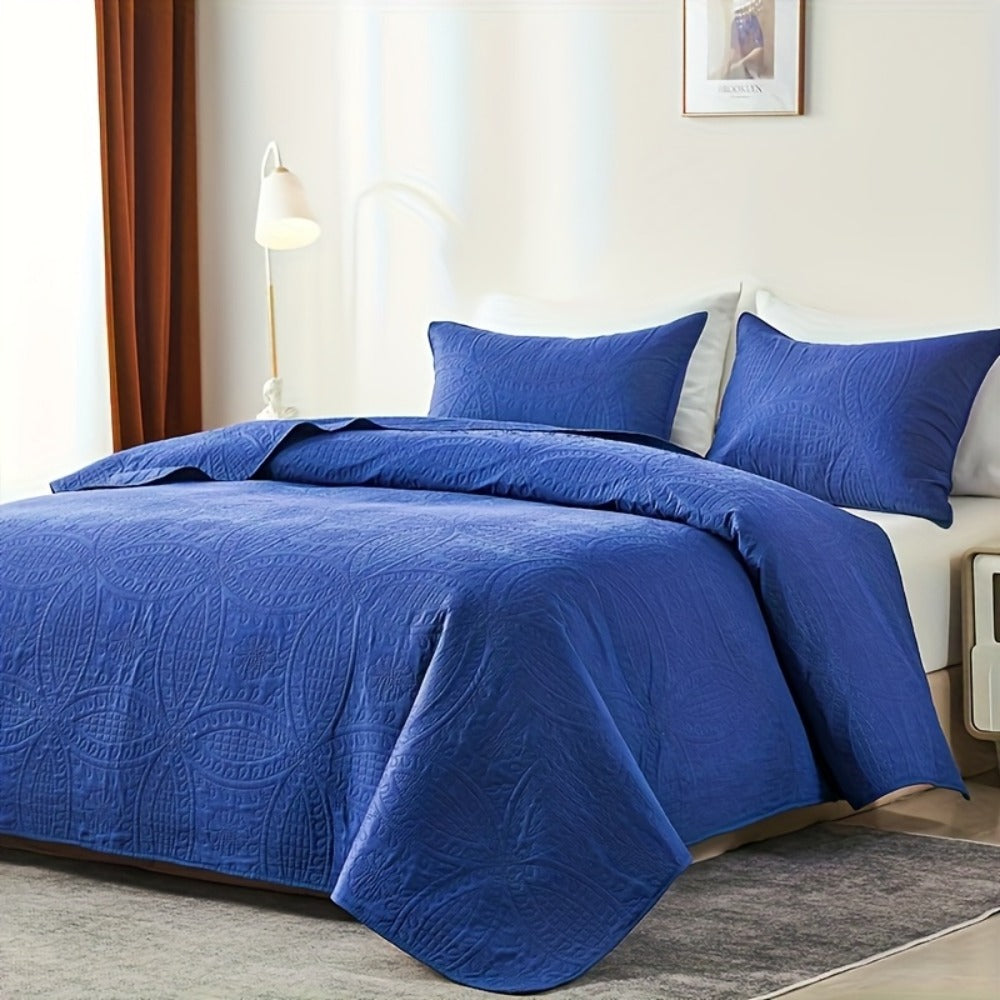Quilt Coverlet Set 2-3 Piece Lightweight Microfiber Bedspread Coin Pattern Soft Skin-Friendly Anti-Allergy Machine Washable Twin Full Queen King