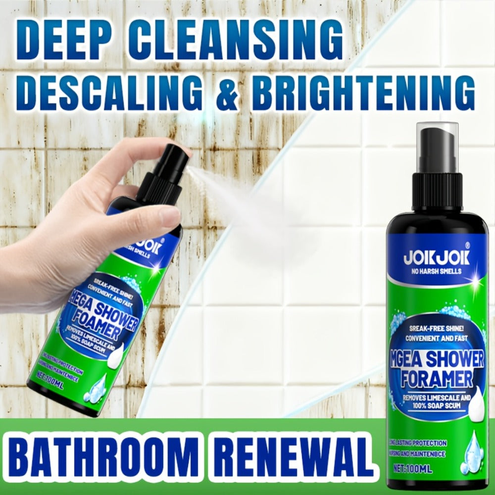 Bathroom Cleaner with Sponge 3.38oz - Deep Cleaning Stain Removal Scrub for Tiles Tub Fixtures - Removes Soap Scum Hard Water Stains Mildew - Multi-Surface Bath Cleaner Shiny Streak-Free Finish
