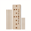 9-Piece Wooden Wreath & Bow Maker Crafting Tool Set, DIY Floral Wreath Molds with Wooden Sticks Rope Checkered Fabric, Party Decoration Craft Supplies for Holiday