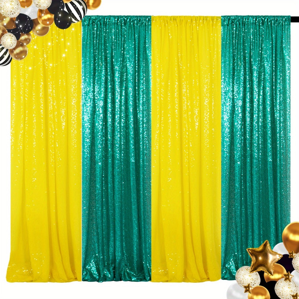 Sequin Backdrop Curtain 4 Panels 2FTx8FT ¨C Shimmer Glitter Background for Wedding Party Photo Booth Decoration