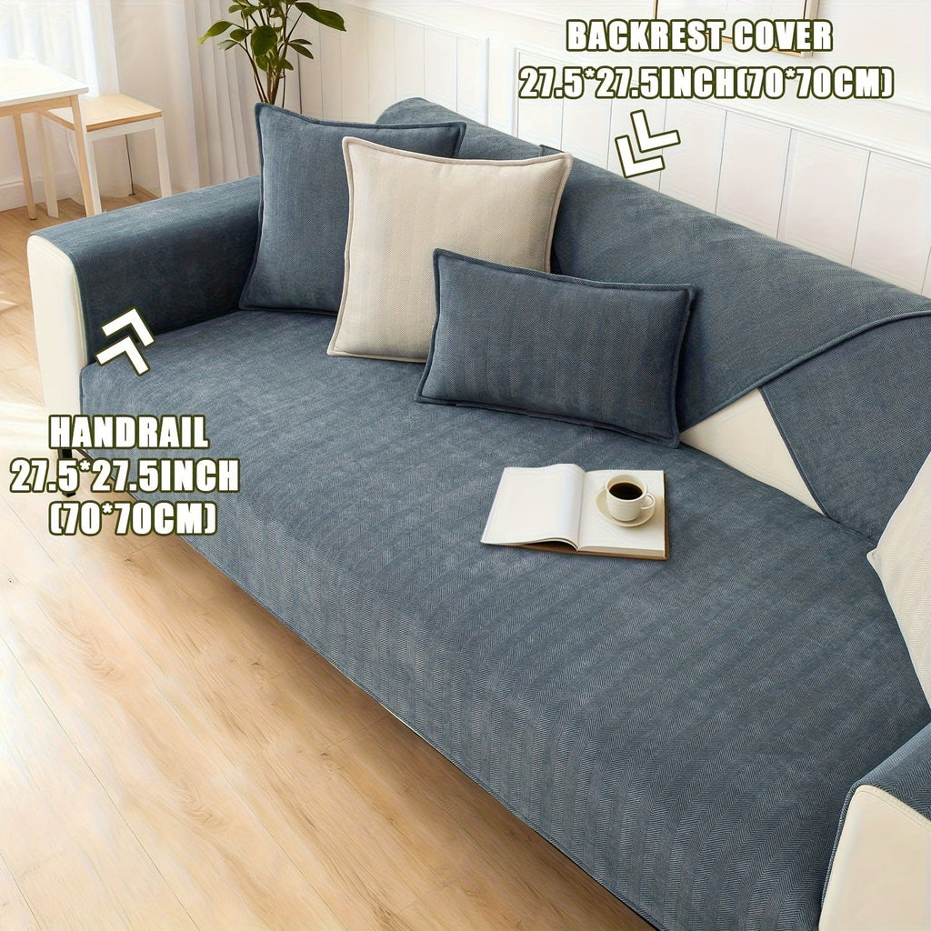 Chenille Ribbed Sofa Cover - Pet Friendly Non-Slip Machine Washable Soft Stretch Slipcover for 1-4 Seater Sectional Sofa Living Room Bedroom Office, 9 Colors
