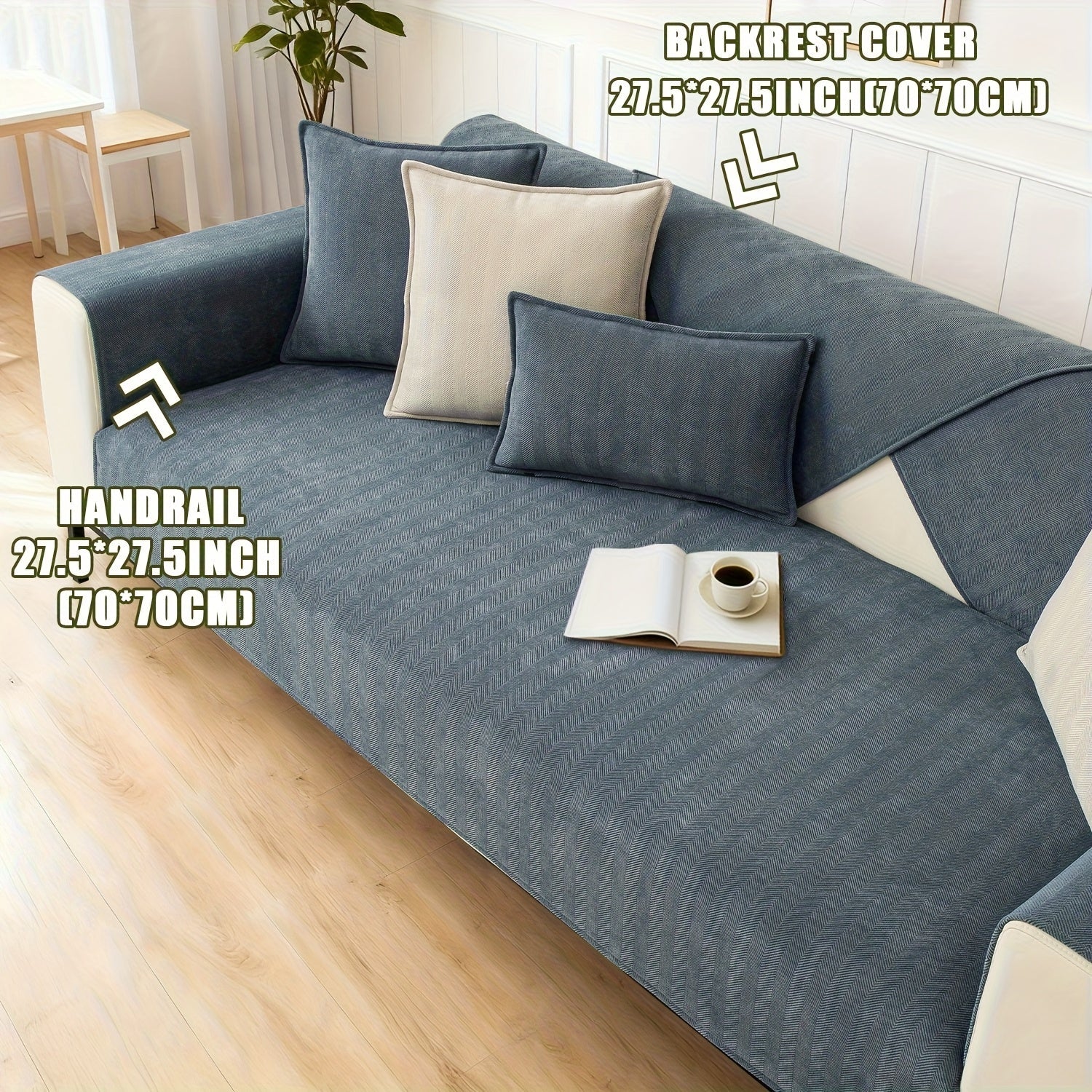 Chenille Ribbed Sofa Cover - Pet Friendly Non-Slip Machine Washable Soft Stretch Slipcover for 1-4 Seater Sectional Sofa Living Room Bedroom Office, 9 Colors