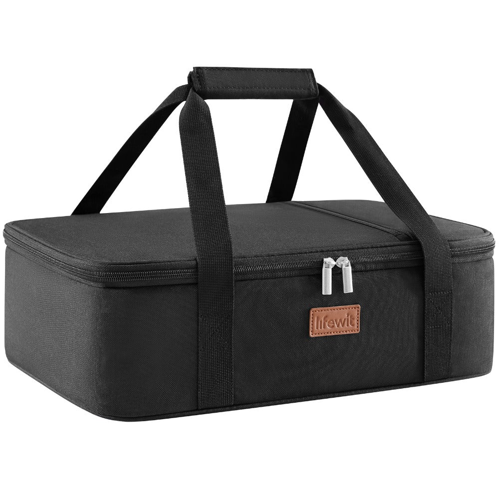 Insulated Casserole Carrier for Hot or Cold Food - Casserole Dish Carrying Case with Leak Proof Aluminum Foil Lining Fits 9x13 Baking Dish, Portable Food Warmer Bag for Potluck Picnic Cookout and Party, Single or Double Decker in 5 Colors